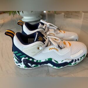 Donovan Mitchell adidas basketball Shoes with Navy and Orange Accents